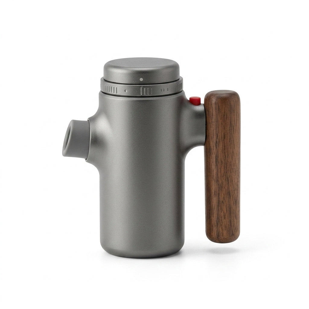 TahdbNa™ Adjustable Spice Dispenser with Ergonomic Wooden Handle - Precision Portion Control Salt and Pepper Shaker - Modern Matte Metallic Seasoning Dispenser for Kitchen Cooking, Dining, and BBQ