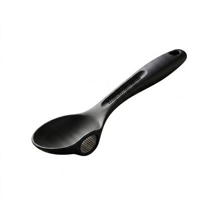 TahdbNa™ Multi-Function Matte Cooking Spoon - 3-in-1 Kitchen Utensil with Integrated Garlic Press & Herb Stripper, Ergonomic Stirring Spoon, Herb Leaf Remover, Garlic Mincer Crusher, Space-Saving Food Prep Tool