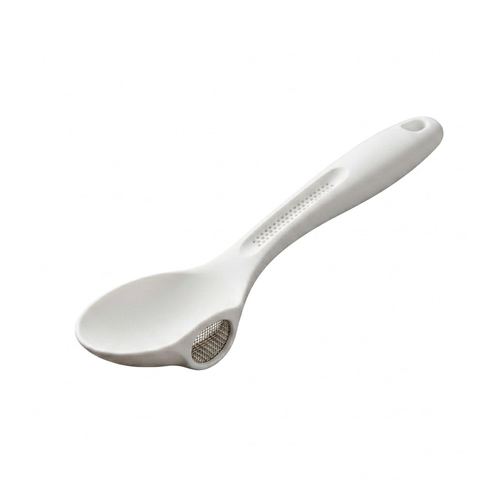 TahdbNa™ Multi-Function Matte Cooking Spoon - 3-in-1 Kitchen Utensil with Integrated Garlic Press & Herb Stripper, Ergonomic Stirring Spoon, Herb Leaf Remover, Garlic Mincer Crusher, Space-Saving Food Prep Tool
