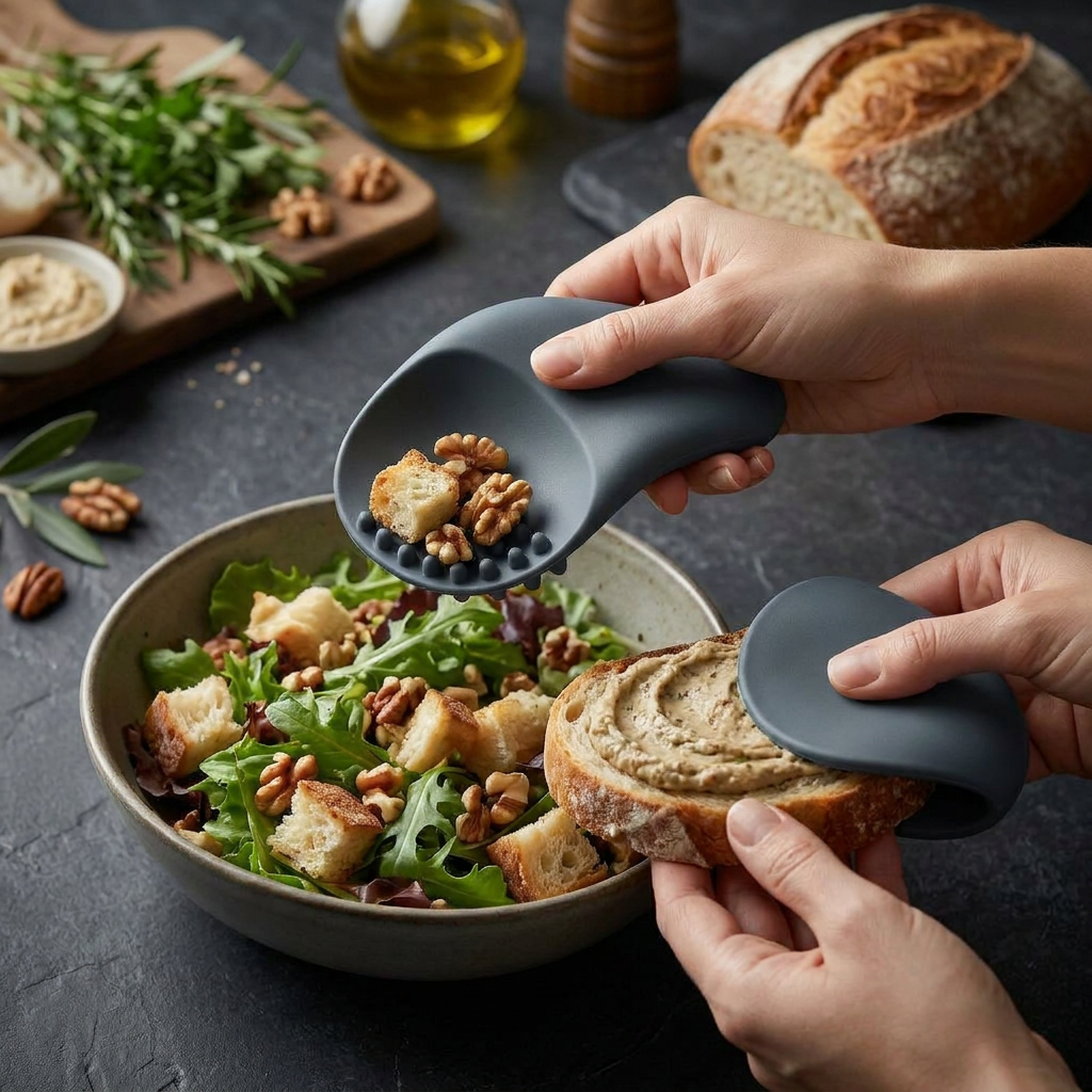 TahdbNa™ Multi-Action Precision Gripper, Ergonomic Salad Hands & Food Server Claws for Tossing, Scooping, and Lifting - Premium Non-Stick Matte Finish, Dishwasher Safe Kitchen Serving Utensils