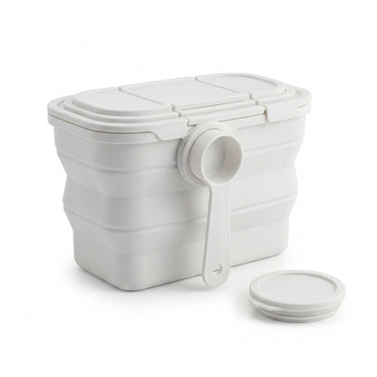 TahdbNa™ Collapsible Silicone Food Storage Containers with Magnetic Measuring Scoop, Leakproof Modular Bento Lunch Box for Meal Prep, Portion Control & Space-Saving Kitchen Storage, BPA-Free & Microwave Safe
